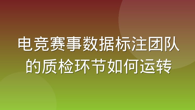 电竞赛事数据标注团队的质检环节如何运转
